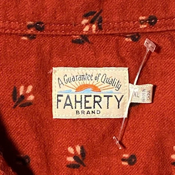 FAHERTY Brand Men's Red Floral Print Long Sleeve Button Up Shirt Size XL - Picture 6 of 7